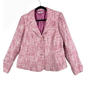 Pendleton Pink Tweed Blazer Petite Career Wear‎ Business Casual Jacket Size L